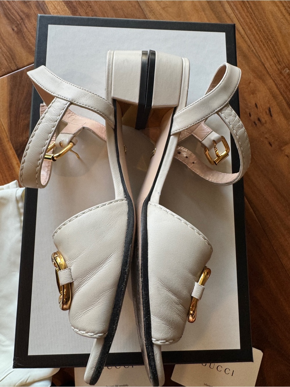 Gucci Baby Horsebit Leather Low Block Heel Sandal 36 - Picture 7 of 8